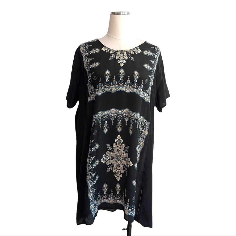 Tolani Blue Silk Boho style Tunic Dress NWOT                  Size Large
